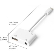 Techmaster iPhone Lightning 3.5 mm Kulaklık ve USB 3.0 Kamera Hub Adaptör