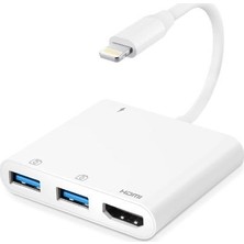 Techmaster iPhone Lightning 1080P 2 USB 3.0 Pd Dijital Av Otg Şarj Adaptör