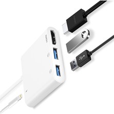 Techmaster iPhone Lightning 1080P 2 USB 3.0 Pd Dijital Av Otg Şarj Adaptör