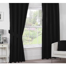 Doğa Perde Blackout Karartma Perde Kumaş Bağcıklı,Pilesiz-Siyah 210 x 250 cm