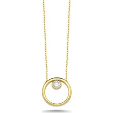 Engingold 14 Ayar Altın Taşlı Halka Kolye