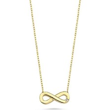 Engingold 14 Ayar Altın Taşlı Sonsuzluk Kolye