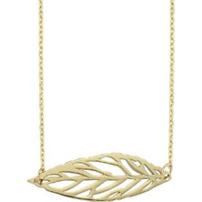 Engingold 14 Ayar Altın Sade Yaprak Kolye