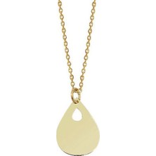 Engingold 14 Ayar Altın Damla Plaka Kolye