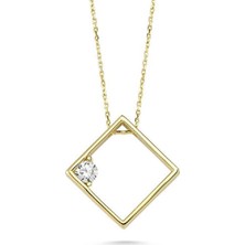 Engingold 14 Ayar Altın Taşlı Geometrik Kolye