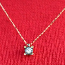 Engingold 14K Elmas Görünümlü Tektaş Altın Kolye