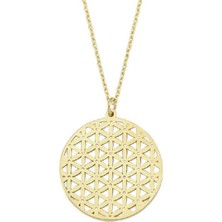 Engingold 14 Ayar Altın Motifli Yuvarlak Kolye