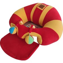 Bebe Yatmaz Çıngıraklı Bebek Oturma Destek Minderi Kırmızı - Sarı