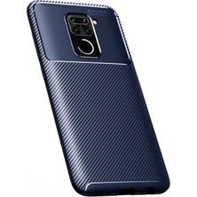 Gpack Xiaomi Redmi Note 9 Kılıf Negro Karbon Dizayn Silikon+Nano Glass Lacivert