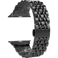 Gpack Apple Watch Uyumlu 3 4 5 42mm Kordon Çift Renk Metal Kordon Çıtçıtlı KRD14 Siyah