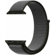 Gpack Apple Watch Uyumlu 1 2 3 4 5 38mm Kordon Kumaş CırtCırtlı Kordon Koyu Yeşil