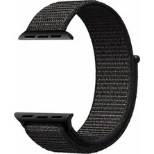Gpack Apple Watch Uyumlu 1 2 3 4 5 38mm Kordon Kumaş CırtCırtlı Kordon Siyah