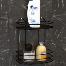 Tekno-tel 2 Katlı Banyo Duş Rafı Mat Siyah Bk008
