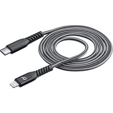 Cellular Line Tetra Force Usb-C - Apple Lightning 1.2mt Kevlar Kablo Siyah - TETRACABC2LMFI1MK