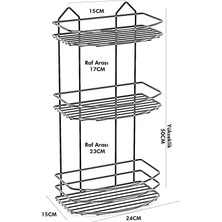 Tekno-tel 3 Katlı Banyo Duş Rafı Beyaz Bk009