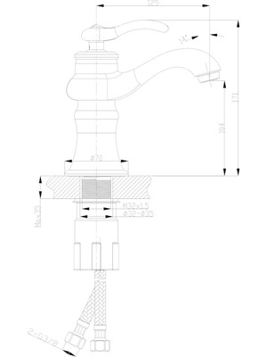 Fontana FM-1212 Altın Lavabo Bataryası