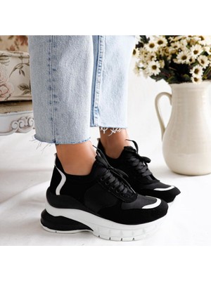 Limoya Sharon Siyah Beyaz Streç Sneakers