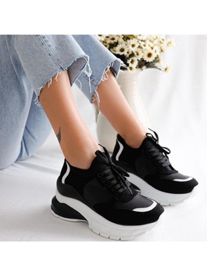 Limoya Sharon Siyah Beyaz Streç Sneakers