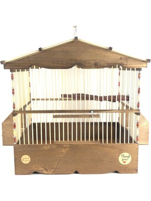 Naturbird Dik Çatı Ahşap Kafes ( Bambu Telli)
