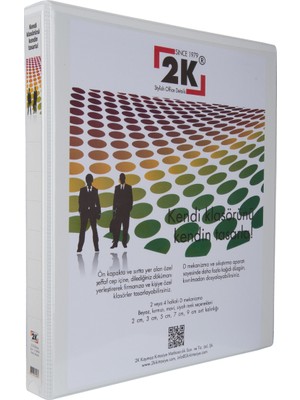 2K 3 cm 4 Halkalı Iç Dış Şeffaf Cepli Firma Sunum ve Evrak Klasörü 250 Yaprak