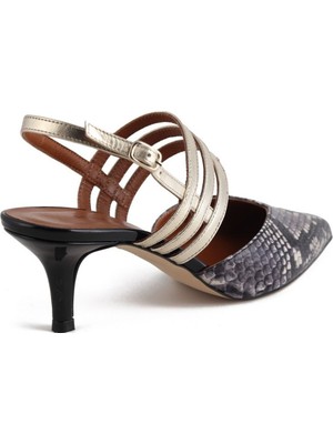 Sofia Baldi Agar Y.Baskı / Siyah Deri Toka Kadın Stiletto & Abiye Ayakkabısı