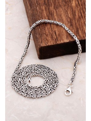 Sümer Telkari Kral Zincir 2.5 Mm Elişi 60 Cm 925 Ayar Gümüş Erkek Zincir Kolye 6701