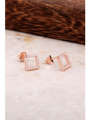 Sümer Telkari Kare Rose Gümüş Küpe 4801