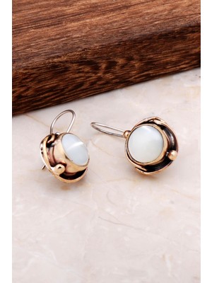 Sümer Telkari Sedef El Yapımı Tasarım Gümüş Küpe 4890