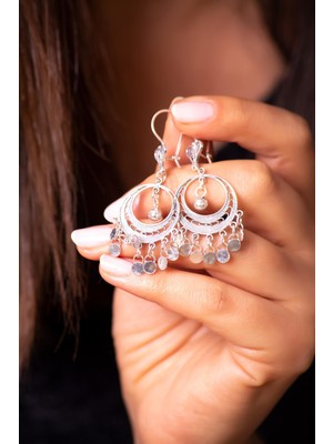 Sümer Telkari Telkari Işlemeli Sallantılı Pullu Oksitli Gümüş Küpe 4942