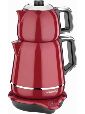 Korkmaz Kırmızı Krom Elektrikli Çaydanlık 1.7 lt Hızlı Demleme ve Enerji Tasarruflu Özellikler