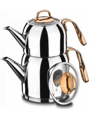 Korkmaz Rosanna 1.6 lt Çaydanlık Takımı 18/10 Cr-Ni Paslanmaz Çelik Ergonomik Saplı