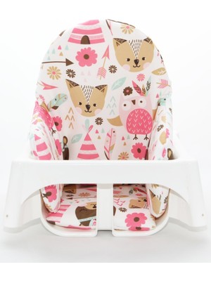 Dear Deer Love Pembe Hayvan Desenli Mama Sandalyesi Minderi