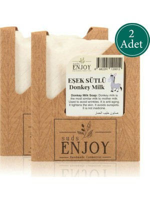 sudsenjoyoil Doğal Eşek Sütlü El Yapımı Yüz, Saç ve Vücut Sabunu 100 gr x 2 Adet