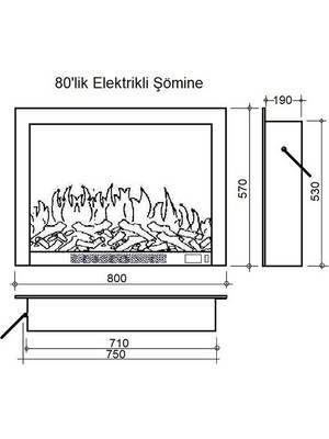 Alaz Elektrikli Şömine 80 cm