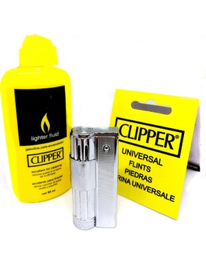 CLİPPER Benzinli Metal Muhtar Çakmağı - Benzin ve Taş