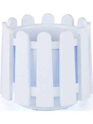 DRC Bahçe Balkon Yuvarlak Çit Saksı Beyaz 33 cm