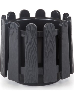 DRC Bahçe Balkon Yuvarlak Çit Saksı Siyah 33 cm