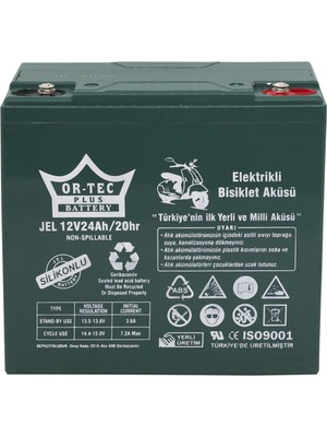 Or-Tec Jel Akü 12 V 24 Ah Elektrikli Motosiklet Aküsü Derin Döngülü Yapısıyla Kapasite Kaybı Olmadan Güç Sağlar (Üretim Yılı 2024)