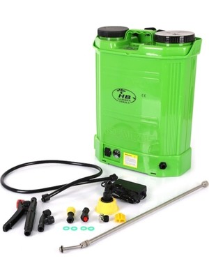 HB Garden Tools 16 Lt Şarjlı Turbo İlaç Pompası - Dayanıklı Hava Bölmeli, 120 cm Hortum ve 60 cm Püskürtme Çubuğu, Yeşil-Mavi-Beyaz-Sarı