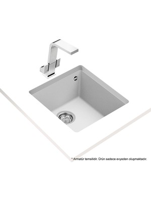 Teka SQUARE 40.40 TG ARTIC WHITE Tezgahaltı Granit Eviye Beyaz 40 cm 115230029