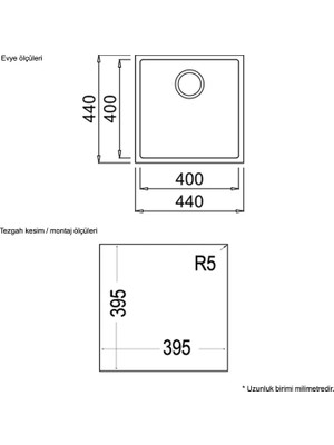 Teka SQUARE 40.40 TG ARTIC WHITE Tezgahaltı Granit Eviye Beyaz 40 cm 115230029