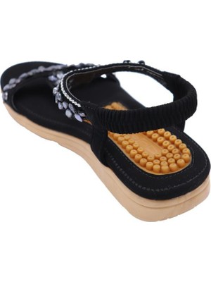 Guja 20Y231-6 Siyah Kadın Yastık Taban Kolay Giyim Sandalet