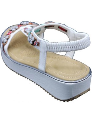 Guja 20Y237-11 Beyaz Kadın Yastık Taban Kolay Giyim Sandalet