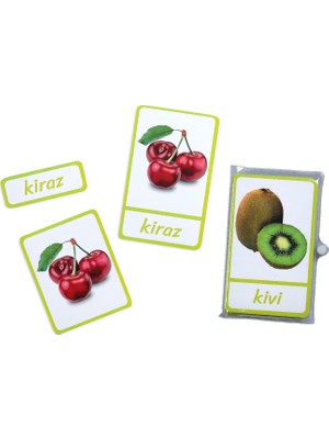 Meraklı Zebra Üç Parçalı Eşleştirme Kartları - Meyveler Seti