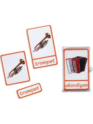 Meraklı Zebra Üç Parçalı Eşleştirme Kartları - Müzik Aletleri Seti