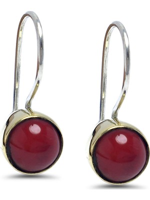 Midyat Nurtaş Gümüş Mercan Taşlı Otantik Bayan Gümüş Küpe