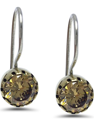 Midyat Nurtaş Gümüş Sitrin Taşlı Otantik Bayan Gümüş Küpe