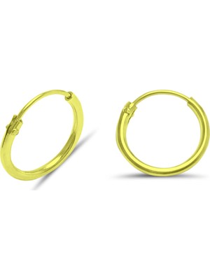 Midyat Nurtaş Gümüş Halka Model Altın Kaplama Kadın Gümüş Küpe 12 mm