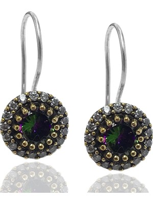 Midyat Nurtaş Gümüş Topaz Taşlı Zirkon Süsleme Otantik  Gümüş Küpe