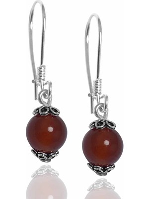 Midyat Nurtaş Gümüş Akik Taşlı El Işçiliği  Gümüş Küpe